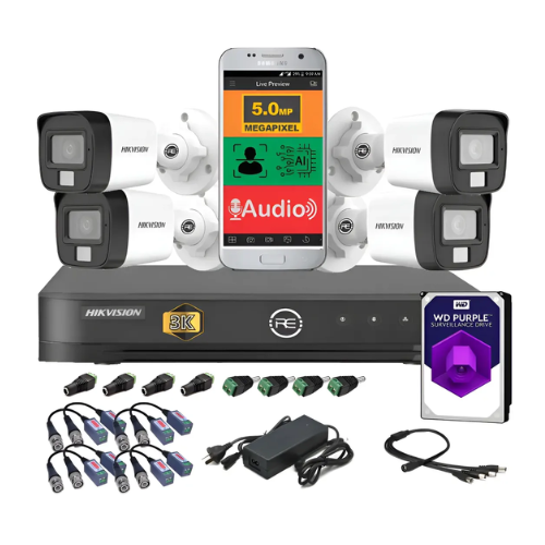 Kit cámaras de seguridad HIKVISION DVR 4 5mp Dual Light